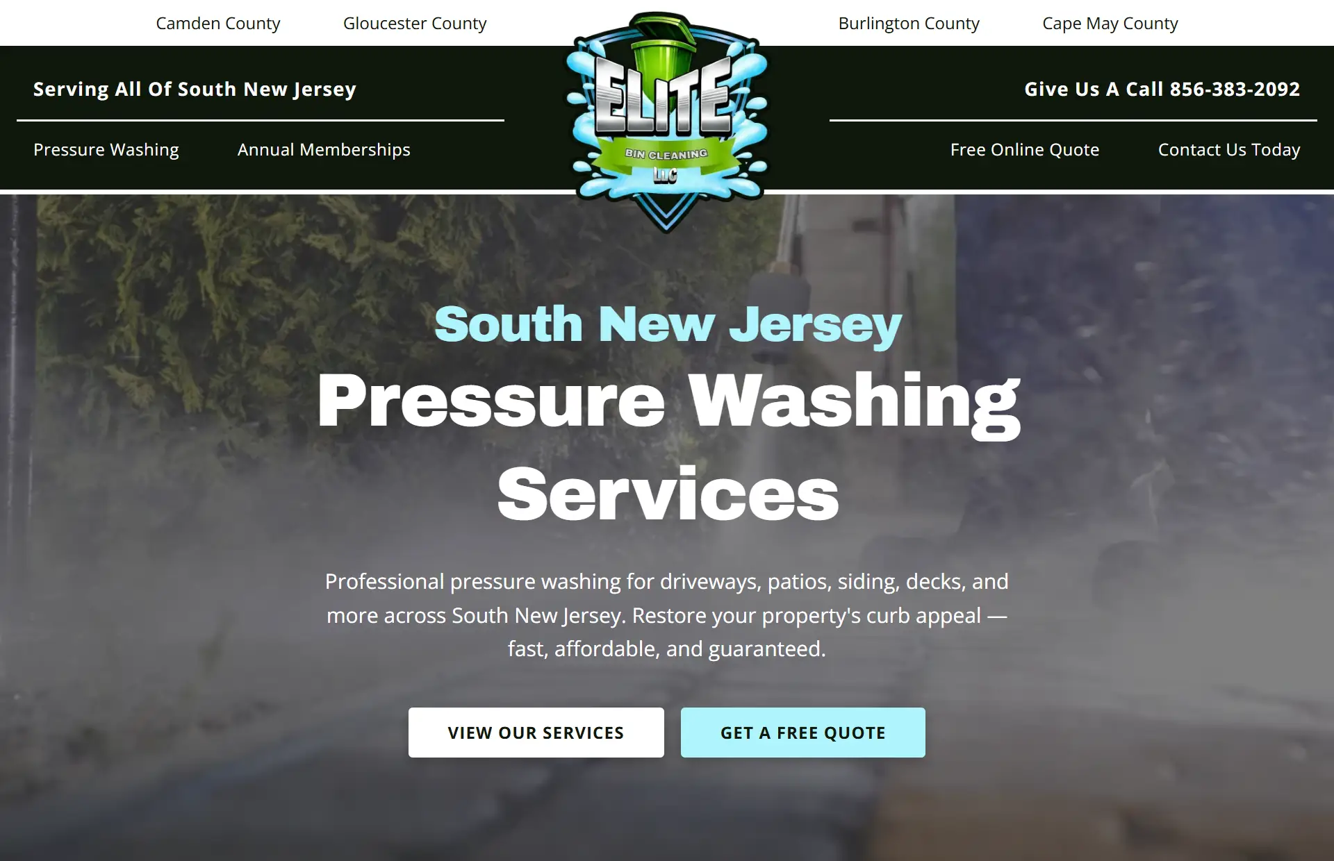 Elite Bin Cleaning LLC homepage screenshot