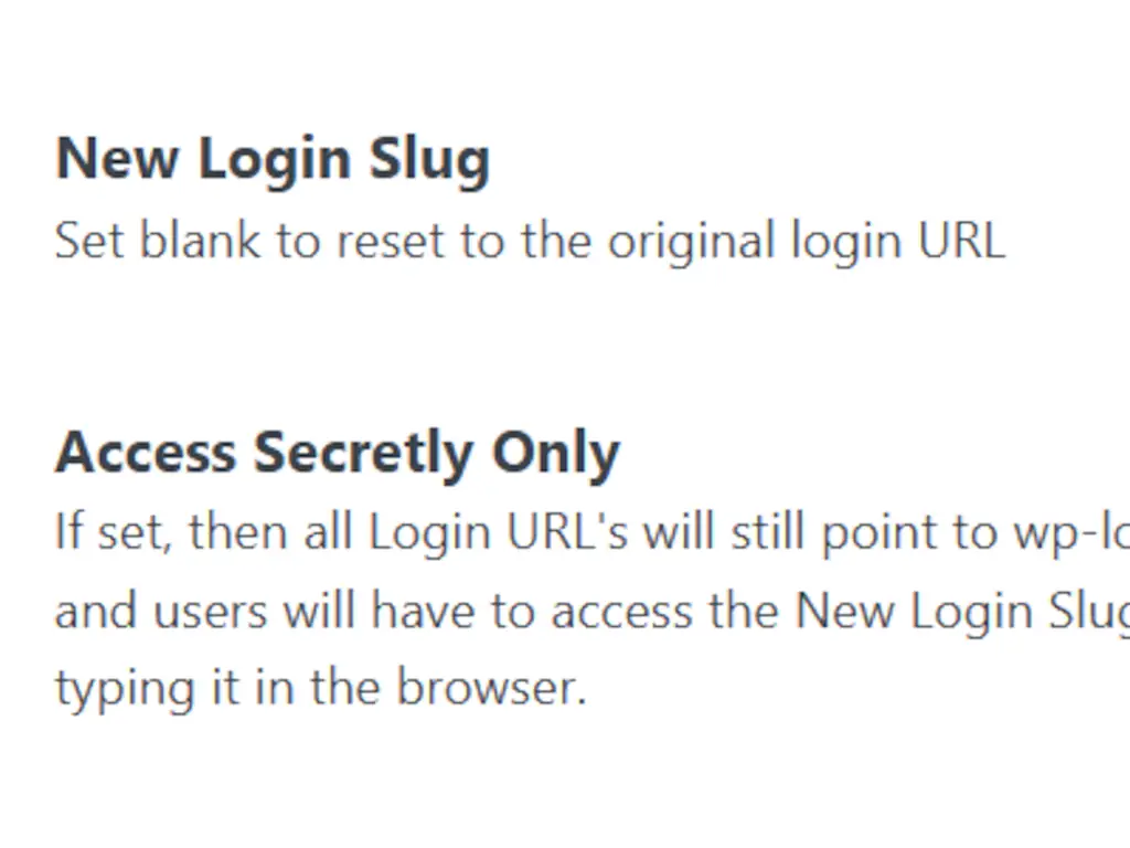 Loginizer WordPress plugin settings for customizing login URL slug and access control options.