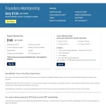 Website screenshot of Buxmont Pickleball Club's membership page, showing Founders, Regular, and Junior membership tiers with play, clinics, and tournaments included.