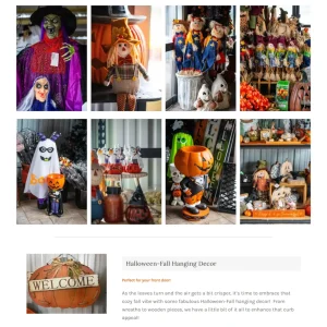 Countryview Farm Nursery Halloween-Fall hanging decor product gallery with eight decoration photos and welcome sign details.