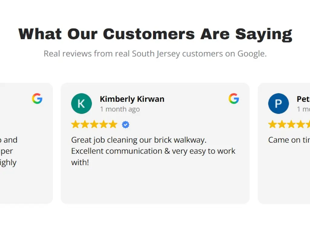 Customer testimonials section displaying Google reviews for Elite Bin Cleaning with star ratings and verified customer feedback.