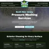 Elite Bin Cleaning LLC website homepage hero section featuring pressure washing services offer for South New Jersey with call-to-action buttons.