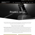 Anglin Rea Cahalane & Pieper law firm website Practice Areas page with gavel hero image and navigation menu