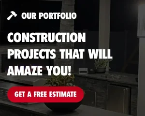 Pro Start Renovations portfolio web design banner featuring bold typography and a red call to action button.