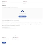 Medical order form with phone/fax fields, file upload area, physician signature field, and date inputs for patient documentation submission.