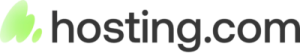 hosting.com logo with green leaf icon and dark text wordmark